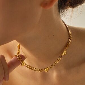 Gold Chain Necklace*Heart Necklace*Waterproof Jewelry*Sweatproof Necklace